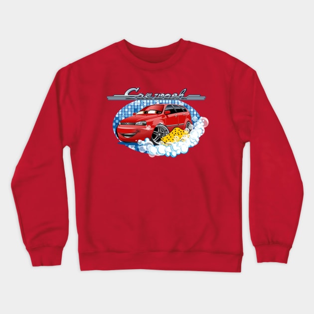 cartoon car wash Crewneck Sweatshirt by Mechanik